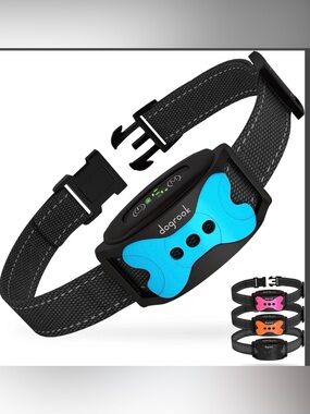 DogRook Remote Training Collar with Blue Anti-Bark Module and Black Strap